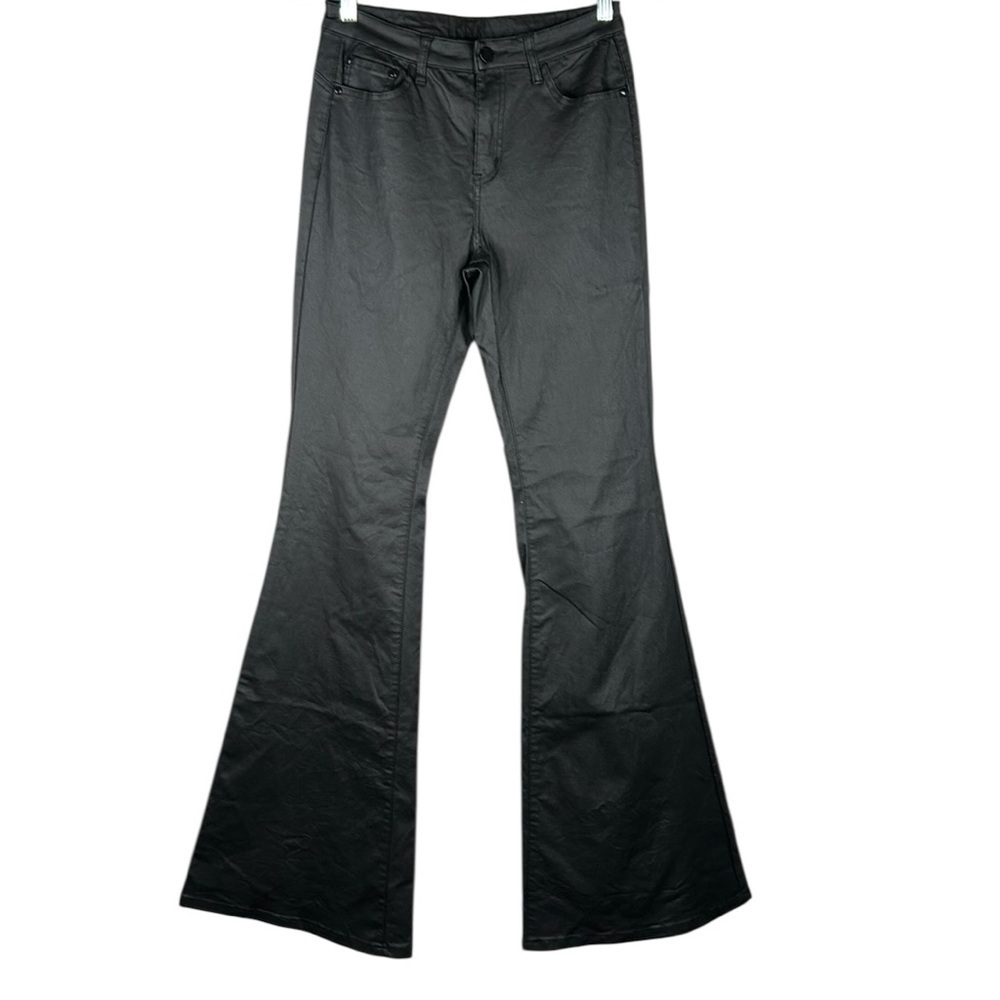 SHEIN Black Coated Classic Wide Leg Flare Boho Pants Size Medium‎